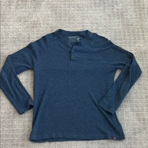 Faherty Men's Long Sleeve Cloud  Henley Baltic Navy Heather size M